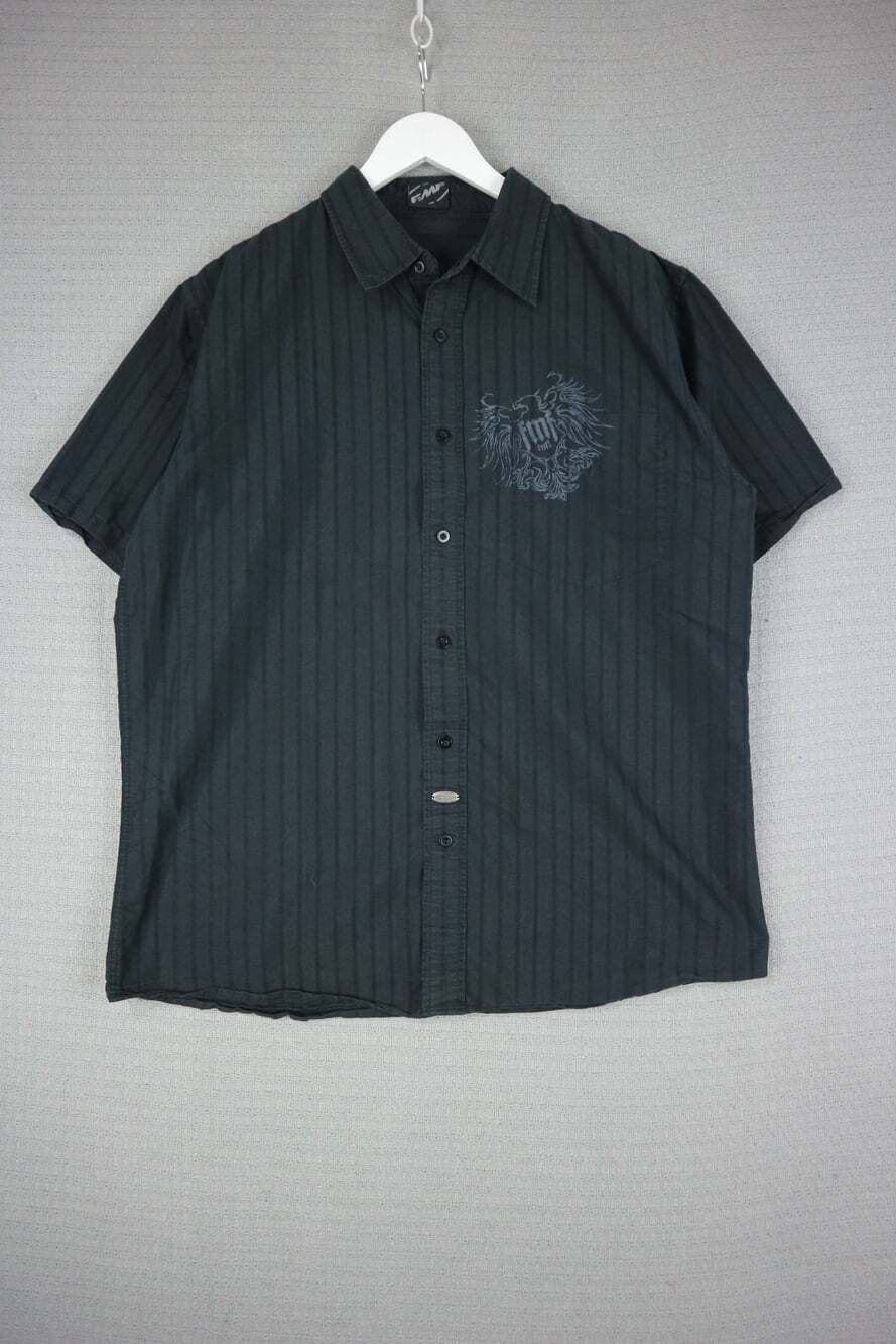 FMF Pin Stripe Graphic Y2K Button Up Shirt Mens Large